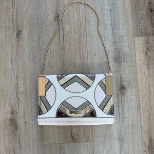 River Island White and Gold Geometric Patterned Women's Bag